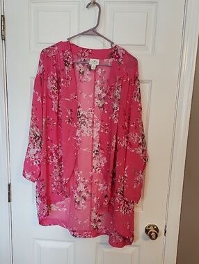 Floral Sheer Pink Kimono Cardigan